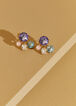 Tri Color Crystal Earrings, Gold image number 1