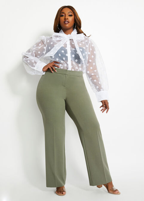 Olive Classic Wide-Leg Pant, Dusty Olive image number 2