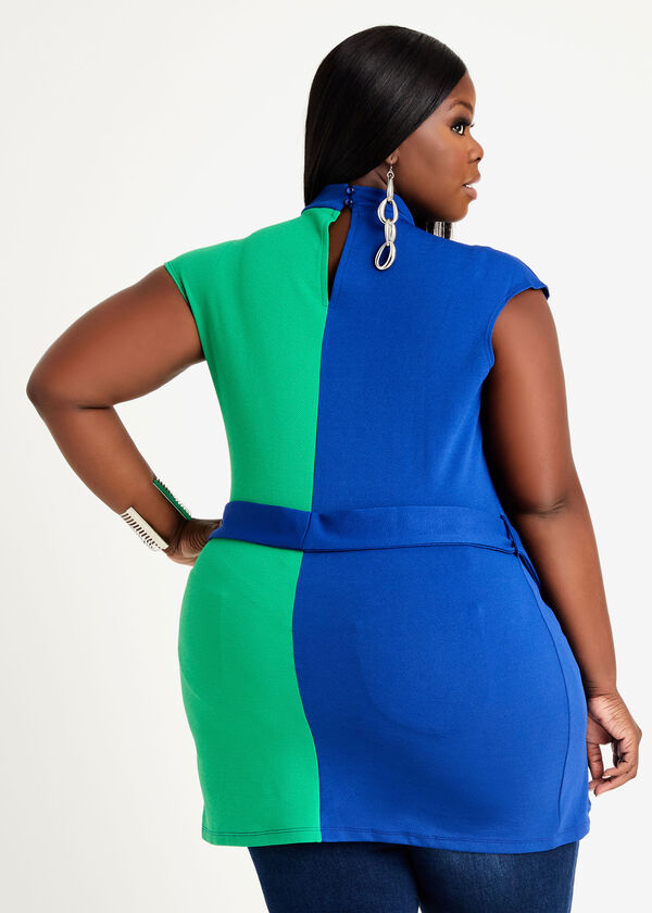 Belted Colorblock Tunic, Sodalite image number 1