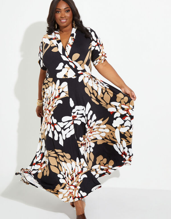 Floral Print Maxi Dress, Black Combo image number 0
