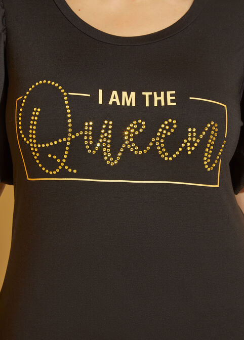 I Am The Queen Puff Sleeved Tee, Black image number 2