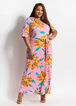 Tall Belted Floral Maxi Dress, Pink Carnation image number 2