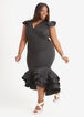 Plus Size Drama Flare Sleeve Ruffle Hi Low Knit Mermaid Evening Gown image number 0