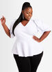 The City Short Sleeve Peplum Top, White image number 0