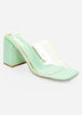 Trendy Clear Faux Patent Leather Block Heel Slide Medium Width Sandals image number 0