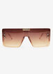 Cutout Tinted Shield Sunglasses, Brown image number 0