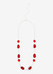 Red Stone Illusion Long Necklace, Barbados Cherry image number 0