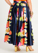 Floral Satin High Waist Maxi Skirt, Navy image number 1