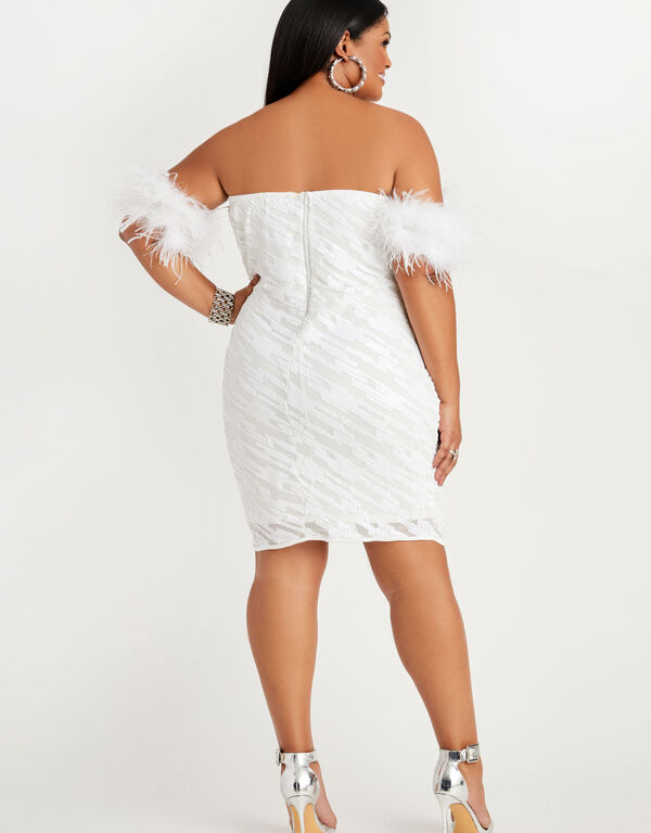 Embellished Stretch Tulle Dress, White image number 1
