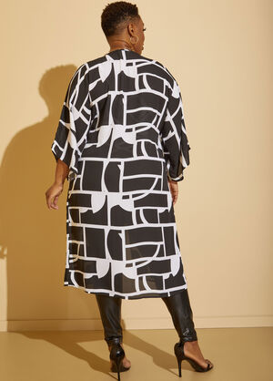 Geo Print Kimono, Black White image number 1