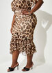 Leopard Print Mesh Midi Dress, Black Animal image number 2