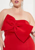 Bow Embellished Strapless Dress, Red image number 2