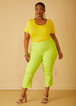 High Waist Power Twill Capri, LIME PUNCH image number 2