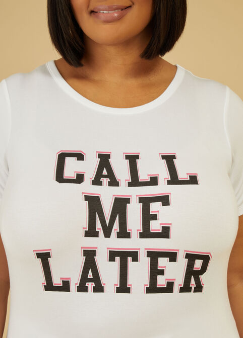 Call Me Later Graphic Tee, White image number 2
