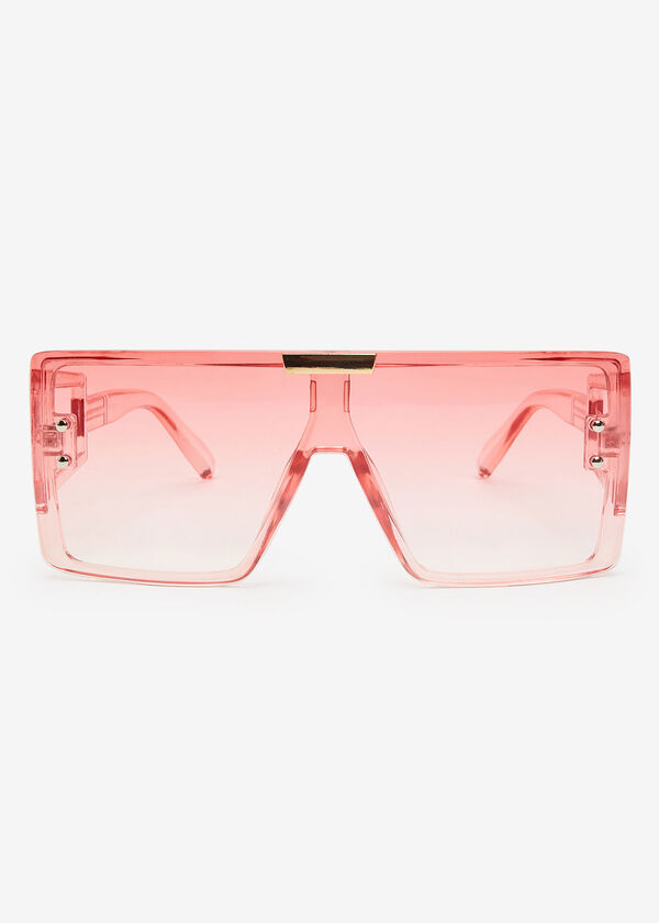 Tinted Cutout Shield Sunglasses, Pink image number 0
