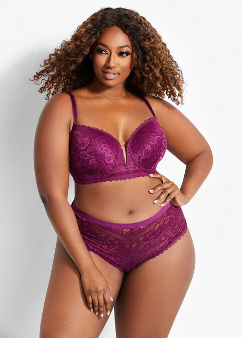 Scalloped Lace Hipster Panty, Purple image number 2