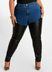 Faux Leather Leg Skinny Jean, Black Combo image number 0
