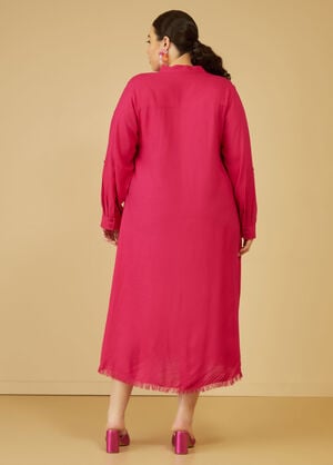 Slub Woven Sequined Shirtdress, Pink Peacock image number 1