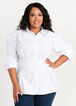 Corset Waist Button Up Top, White image number 0