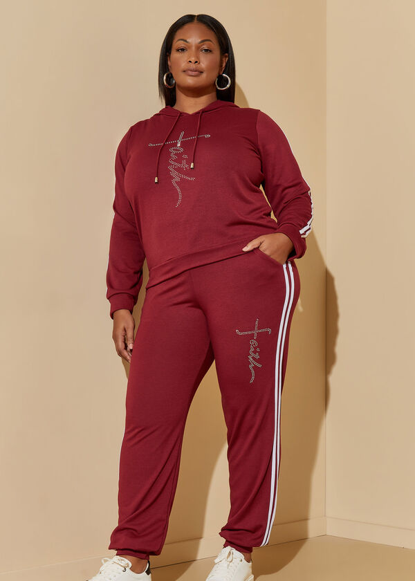 Faith Striped Joggers, Burgundy image number 0