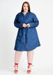 Chambray Cinched Waist Shirtdress, Denim image number 2
