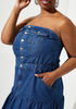 Strapless Denim Midi Dress, Medium Blue image number 2