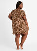 Cozy Lounge Leopard Tie Front Top, Brown Animal image number 1