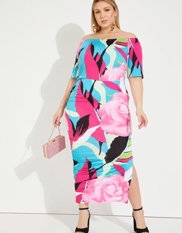 Floral Maxi Bodycon Dress, Multi image number 0