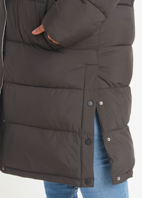 Reflective Hooded Puffer Coat, Black image number 3