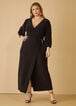 Stretch Knit Maxi Wrap Dress, Black image number 0