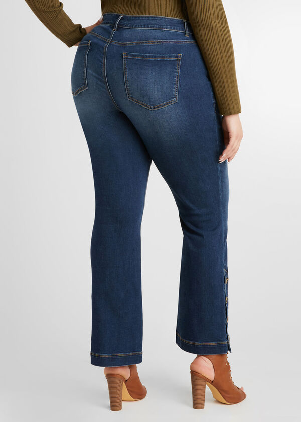 Plus Size High Waist 360 Stretch Flare Button Cuff Curve Boost Jeans