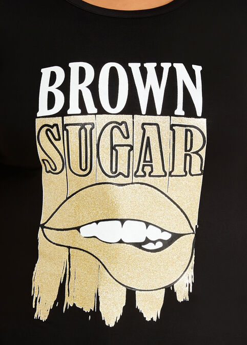 Brown Sugar Glitter Graphic Tee, Black image number 1