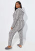 YMI Leopard Print Pajama Set, Black Animal image number 1