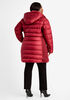 Faux Fur Hood Long Puffer Coat, Rhododendron image number 1