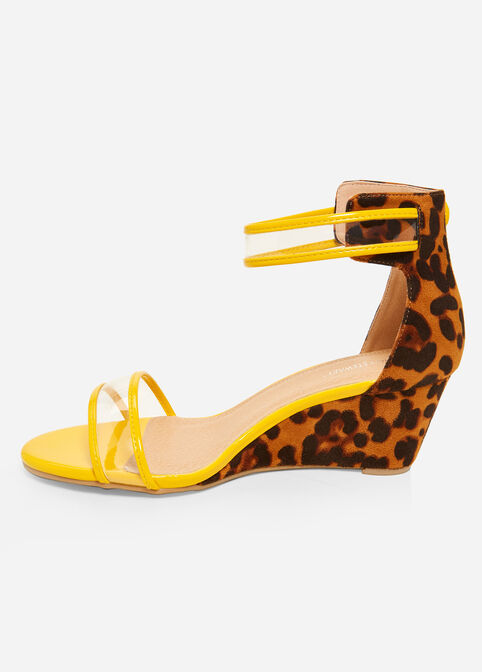 Clear Ankle Strap Wedge Sandal, Yellow image number 1