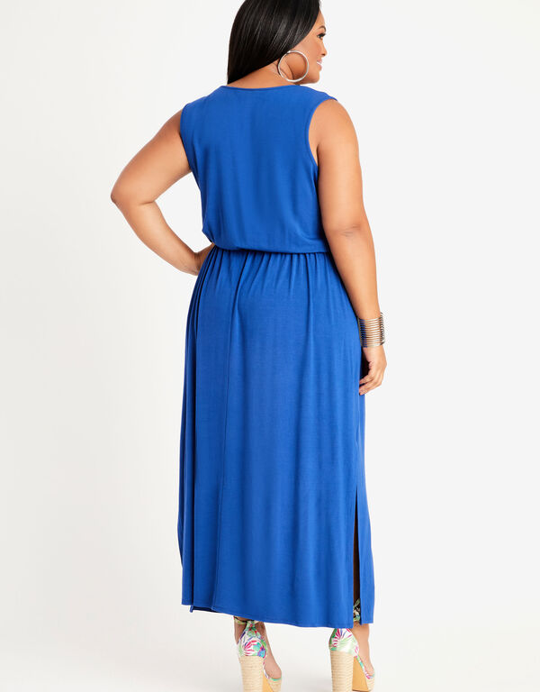 Tall Belted Lattice Maxi Dress, Sodalite image number 1