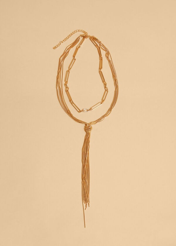 Layered Knotted Necklace, Gold image number 1