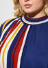 Smocked Striped Blouse, Blue Print image number 3