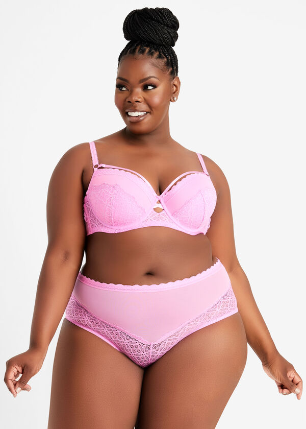 Cutout Lace Underwire Bra, Passion Pink image number 3