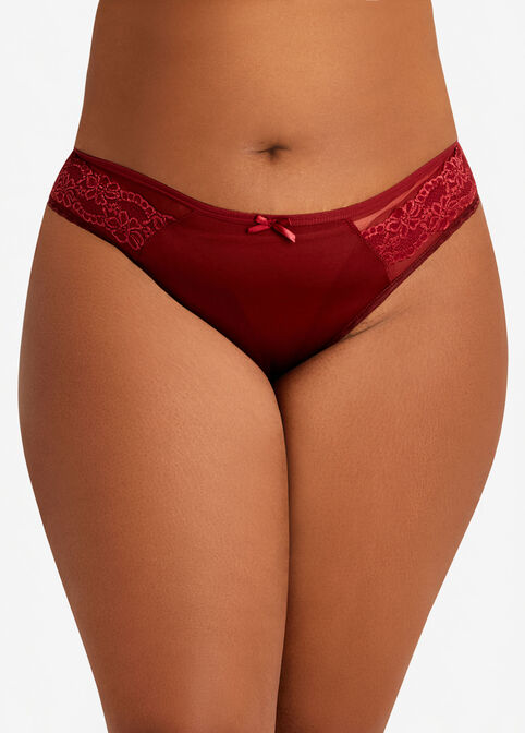 Micro & Lace Cheeky Hipster Panty, Red image number 0