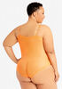 Criss Cross Mesh Thong Bodysuit, Orange image number 1