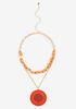 Layered Gold Tone Necklace, SPICY ORANGE image number 0