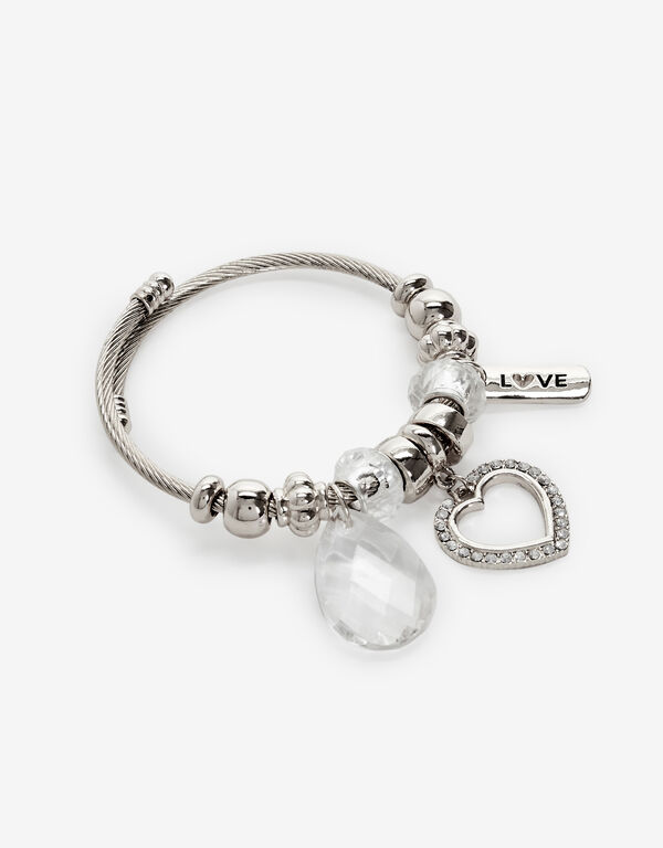 Silver Tone Love Charm Bracelet, Silver image number 0