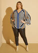 Chambray Trimmed Geo Print Blouse, Multi image number 0