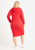 Striped Trim Jersey Hooded Dress, Red image number 1
