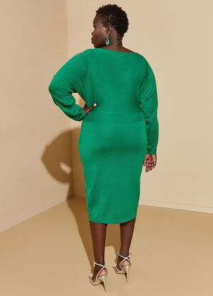 Cutout Embellished Sweater Dress, Abundant Green image number 1