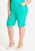 Green Pull On Bermuda Shorts, DEEP GREEN image number 0