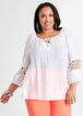 Crochet Sleeve Peasant Blouse, White image number 0