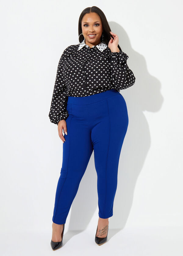 Pintucked Crepe Ankle Pants, Royal Blue image number 2