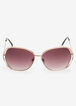 Gold Square Cutout Sunglasses, Gold image number 0